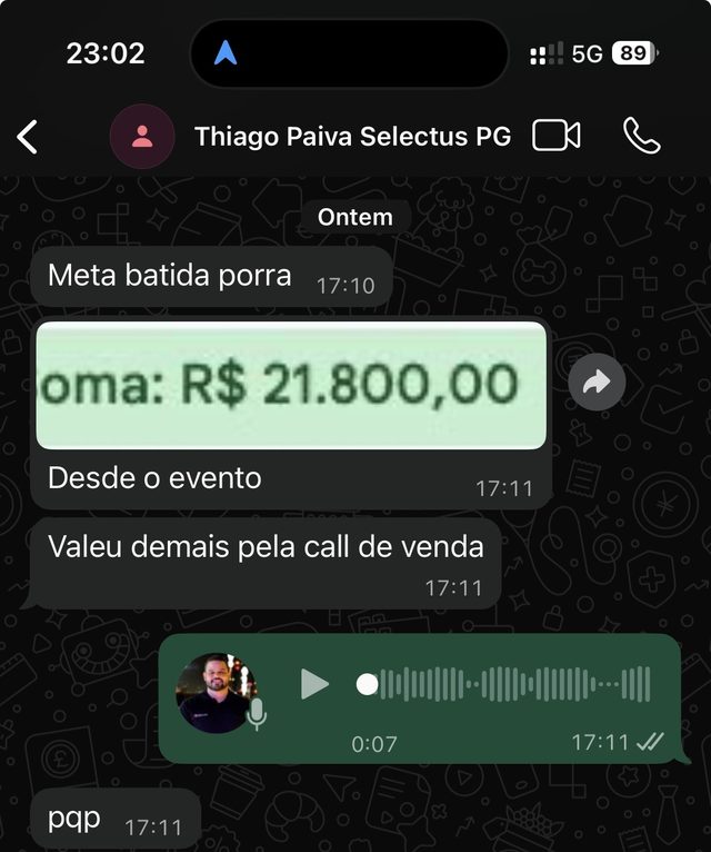 Print de WhatsApp de um mentor usando o script