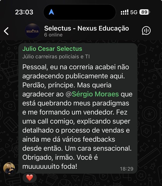 Print de WhatsApp de um mentor usando o script